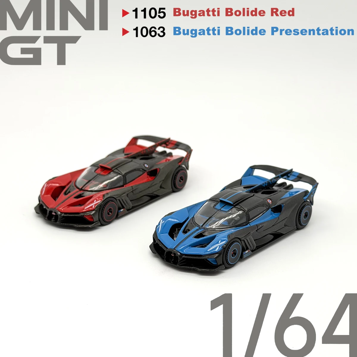 TSM MGT01105 MGT01063 1:64 MINIGT 1105 Bugatti Bolide Red MINIGT 1063 Presentation Collectible Model Vehicles Alloy In Stock view 2
