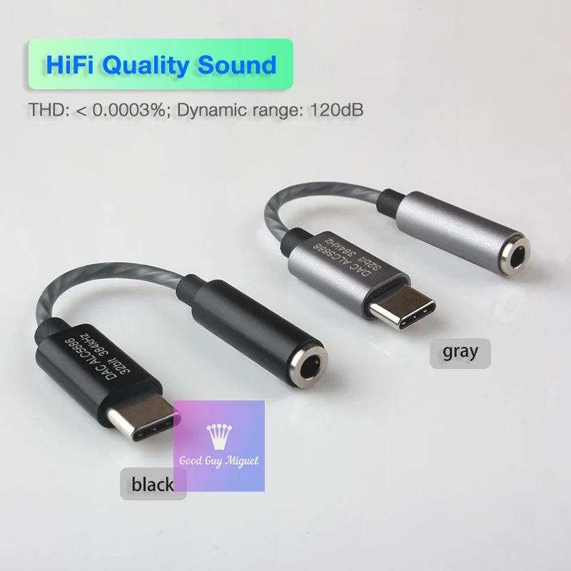 Adaptador USB tipo C a 3,5mm para auriculares, conector DAC de 32 bits y 384KHz, Realtek ALC5686, Redmi para SAMSUNG, Huawei, Honor Pixel, Win10