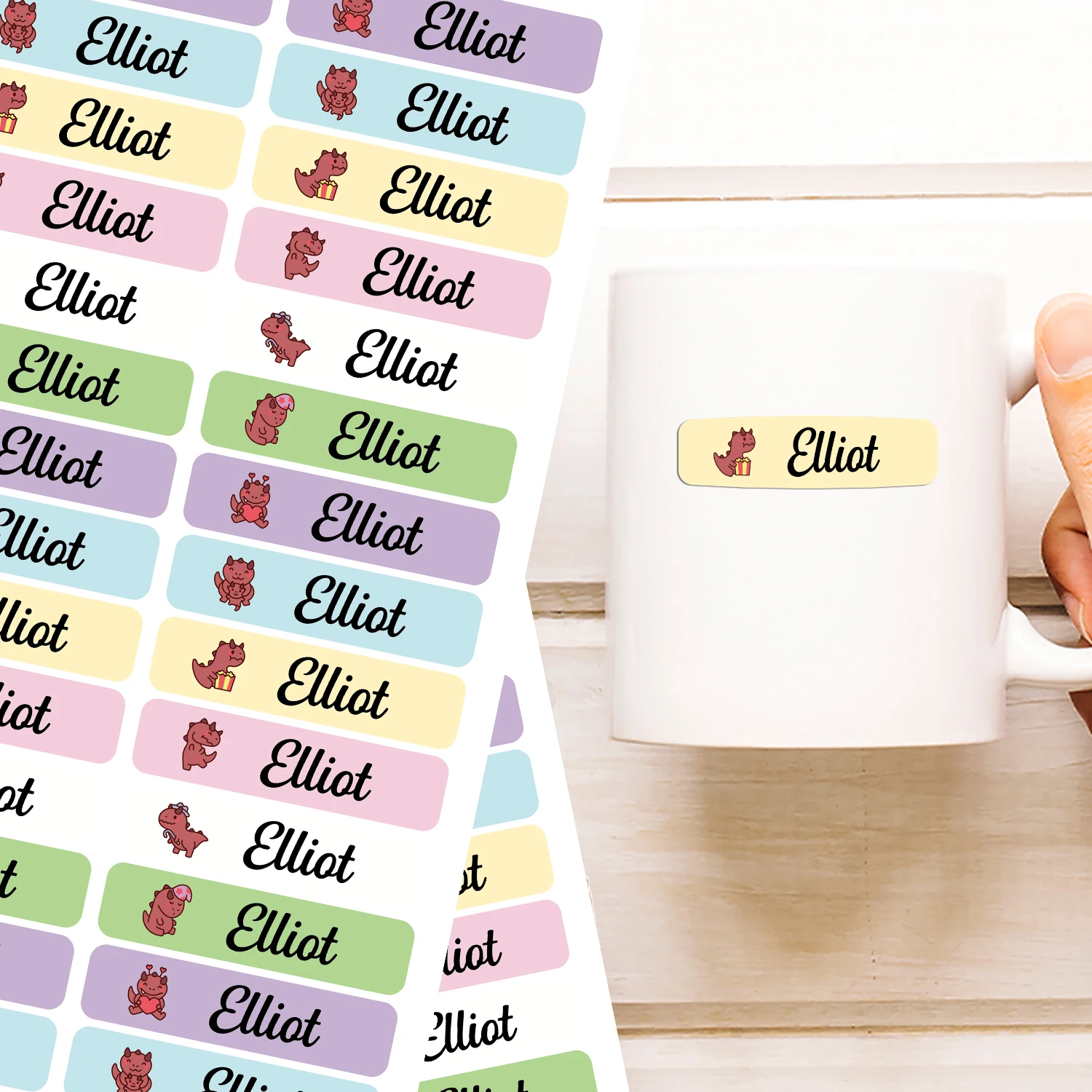 42/84pcs Dinosaur Water Cup Tag Customizable Tag Textbook Label Water Cup Label For School Stationery, Books, Water Cups