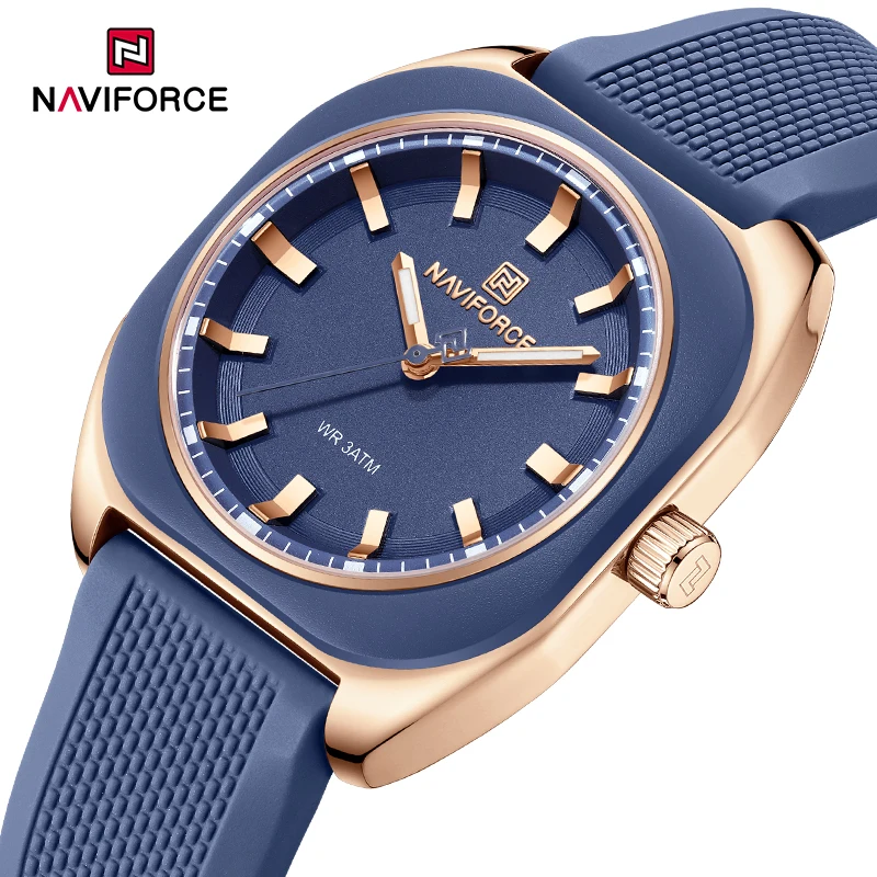 

New NAVIFORCE Women's Quartz Watches Sports Fashion Simple Silicone Strap Ladies Wristwatch Waterproof Elegant Female Bracelets