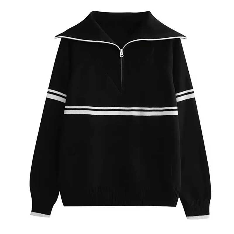 Spring New Product Golf Ladies Outdoor Sports Jacket Fashion lapel Collar Pure Cotton Pullover Versatile Half Zipper Knitted Top