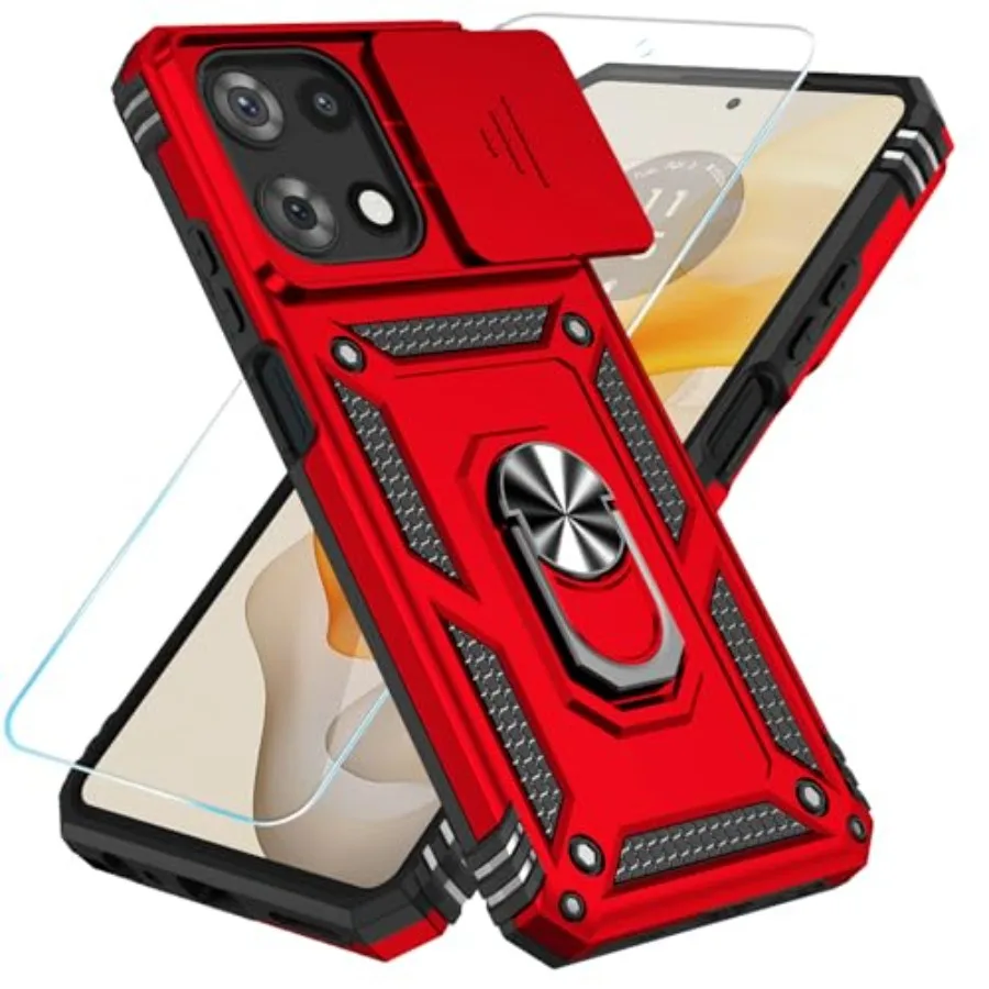 

Pone Case Mo Moto G 5G 2025/Moto G 5G 2026/Moto G Play 2026 Case wit D Screen Protec and ide Camera Cover and Kickstand, [Milit