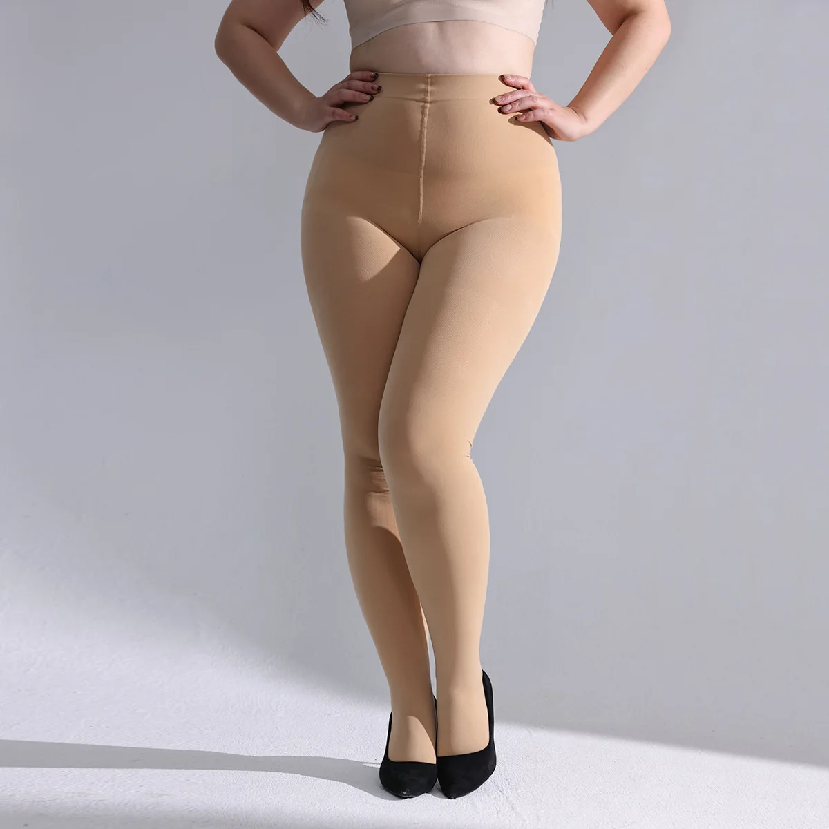 45-75k Plus Size Damen Rosa Strumpfhosen Bauchreparatur Hohe Taille Damen Strumpfhosen Elastische Füße Bodenstrümpfe Rot Fabrik – Detail 11