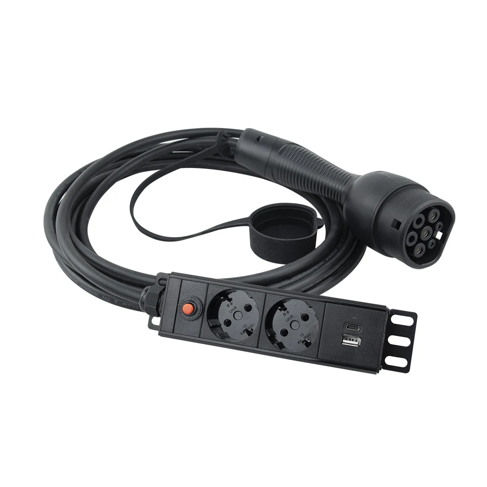 2026 Using Type 2 to Schuko EU Outdoor Electric Gun 16A 3.5KW Vehicle to Load V2L AC Discharger for Electric Vehicle