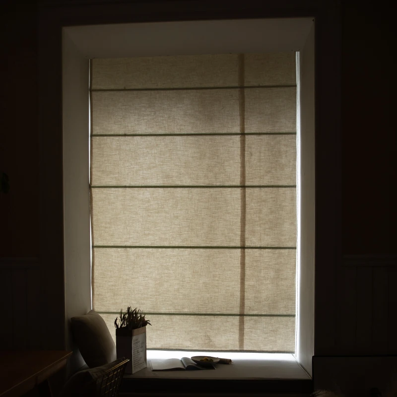 Linen Roman Blinds Sheer Roman Shades with Hardware Included Custom Window Curtains For Living Room Kitchen Short Blinds