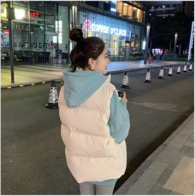 Stand Collar Loose Cotton Jackets Women Sleeveless Coats Winter Casual Waistcoat Korean Versatile Warm Thick Parka