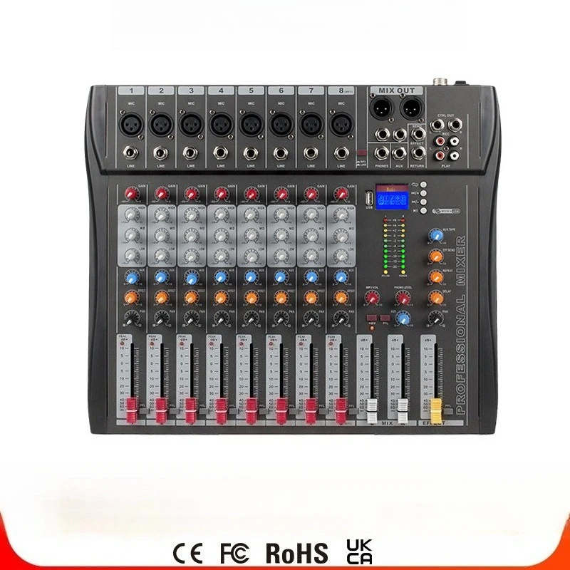 

Профессиональный сценический микшер CT8 с USB, Bluetooth и эквалайзером, комплект аудиооборудования, цифровой микшер
