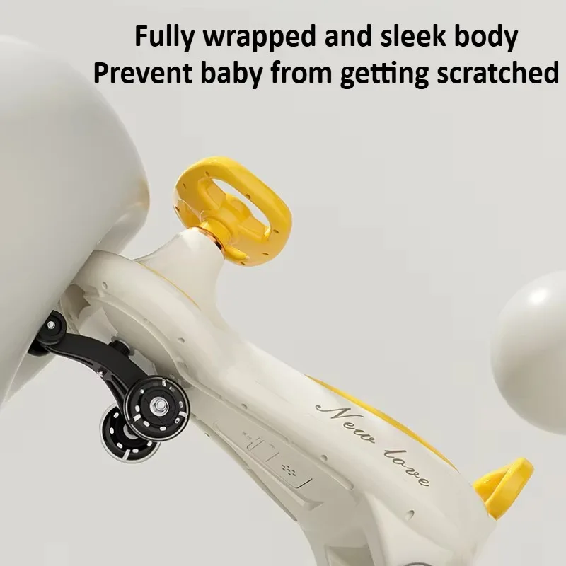 ของเล่นเด็ก Wiggle Car Ride On พร้อมดนตรีและการออกแบบป้องกันปลายแสง 360 °   ที่เก็บล้อหมุนสําหรับสนามเด็กเล่นกลางแจ้งสําหรับเด็กผู้หญิง