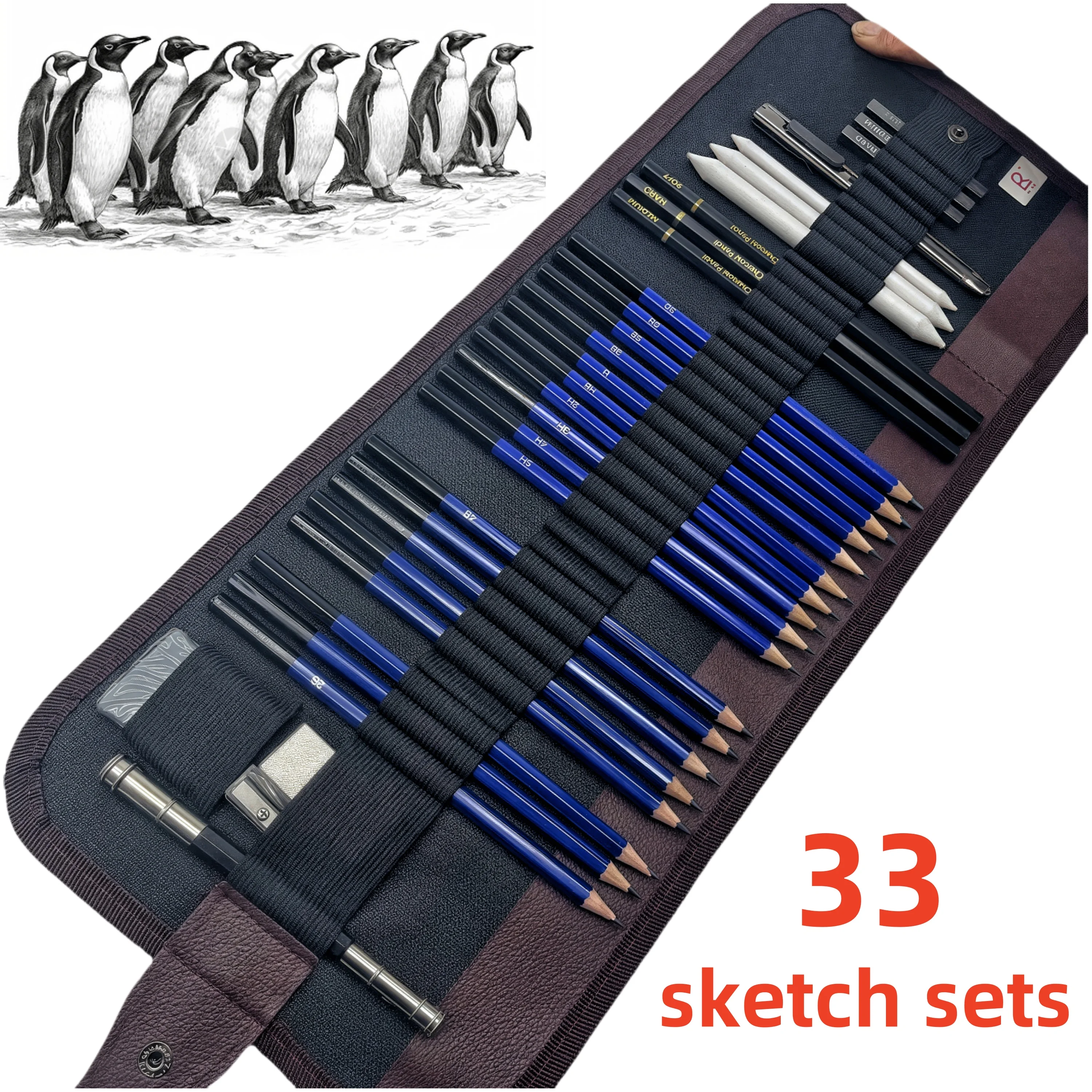 33 Uds. Suministros de dibujo, suministros de dibujo para artistas, suministros de dibujo para niños, juegos de bocetos, estudio de aprendizaje, prod de medias