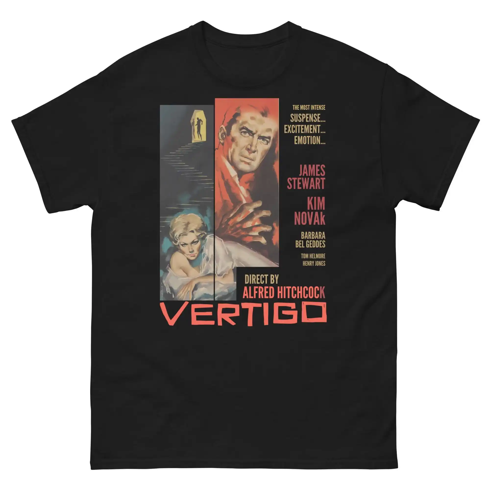 Vertigo Graphic T-Shirt | Vintage Mystery Movie Poster Style Tee | Alfred Hitchcock Gift Shirt for Film Fans