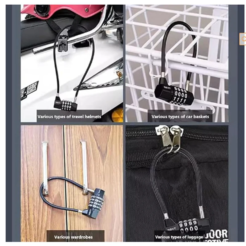 New-2X ล็อคกระเป๋าเดินทาง,ล็อคกระเป๋าเดินทางรักษาความปลอดภัย 4 หลัก,กุญแจแบบรวมสําหรับกระเป๋าเดินทางสายเคเบิลแบบยืดหยุ่นล็อคการเดินทาง