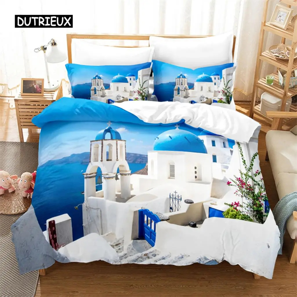 

Seaside City Bedding Set Duvet Cover Set 3d Bedding Digital Printing Bed Linen Queen Size Bed Set Fashion Design