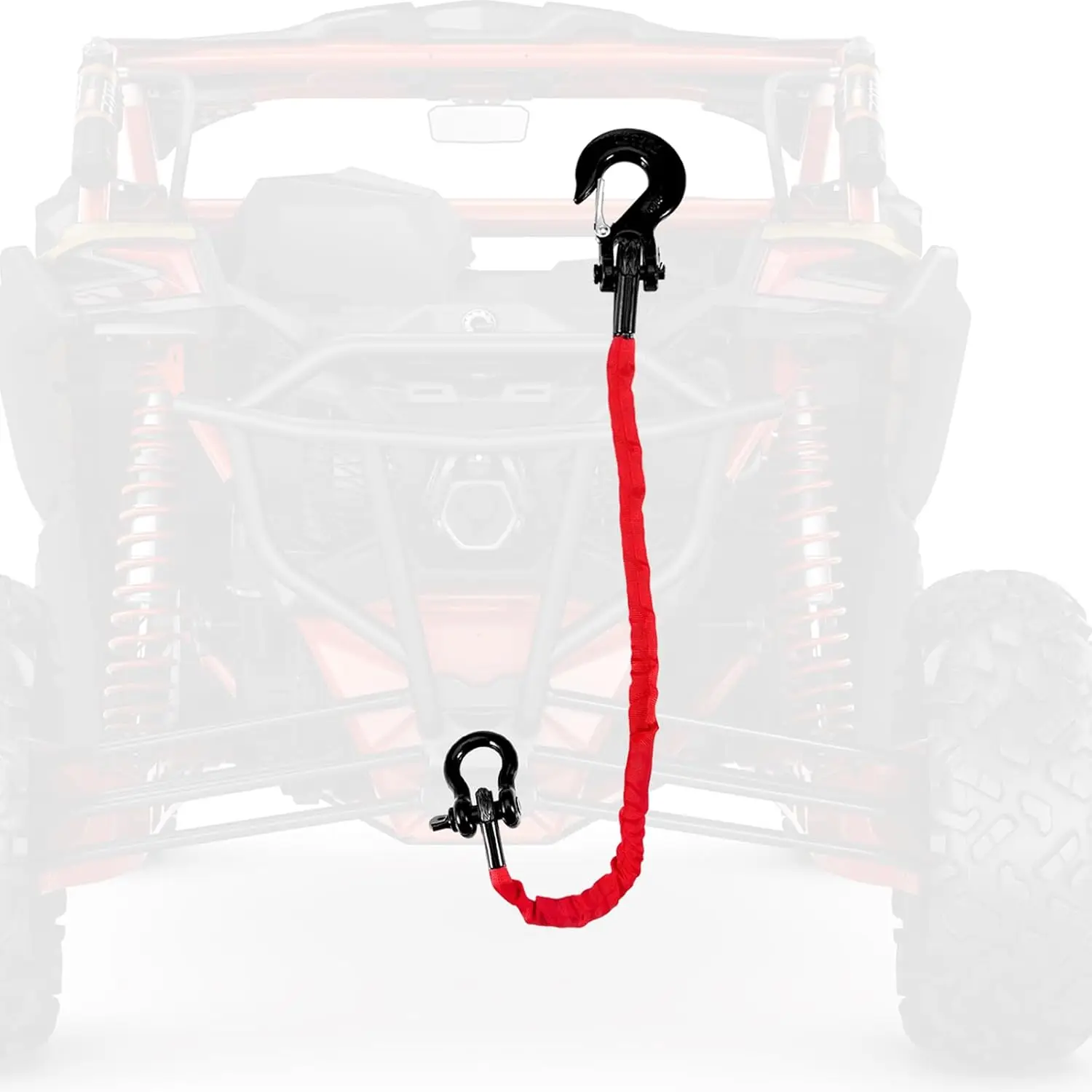 

4FT Recovery Strap for ATV UTV with D Ring Shackle and Winch Hook, Synthetic Tow Rope Premium Mudding Accessories