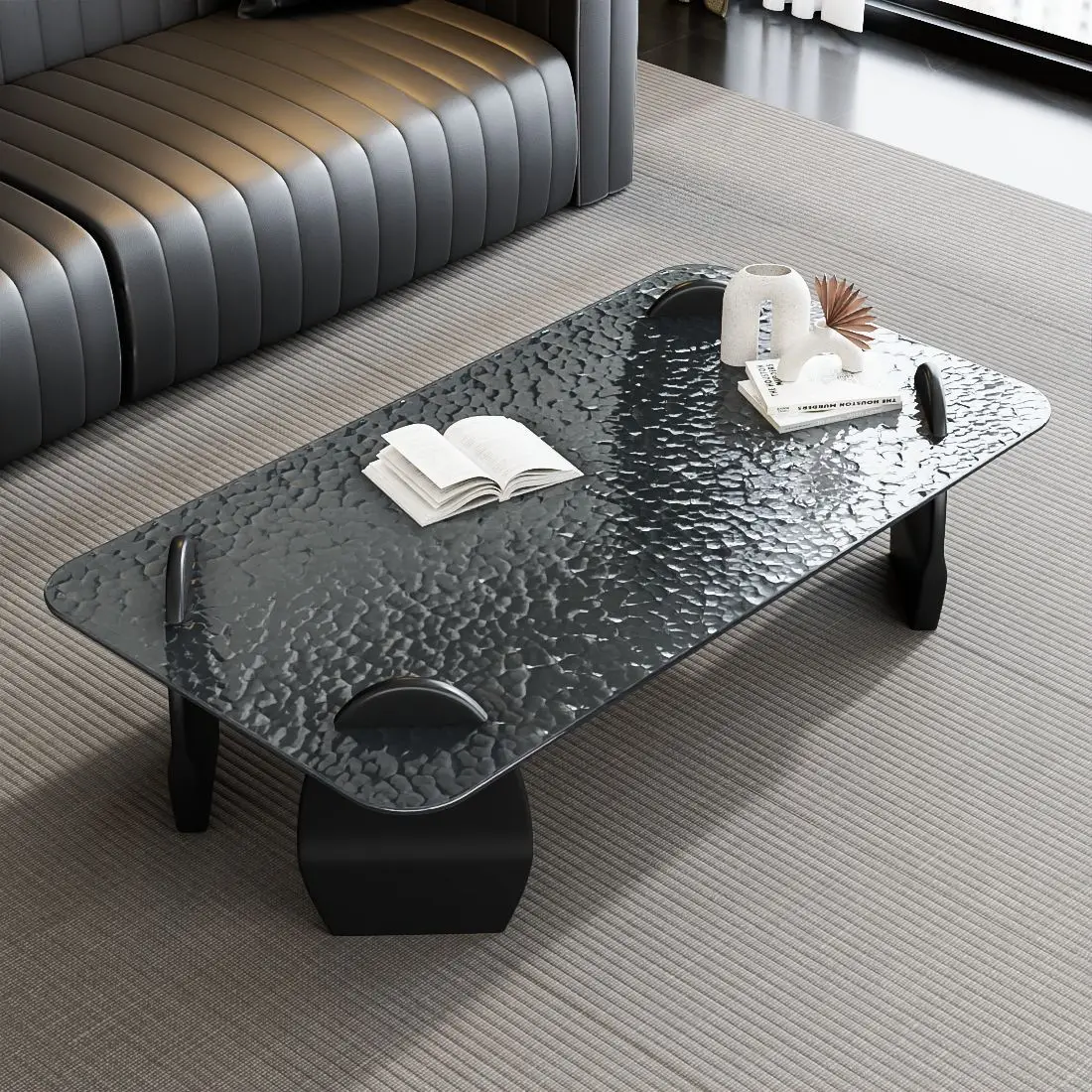 

#Italian Light Luxury Modern Minimalist Tempered Glass Rectangular Coffee Table for Living RoomOffice Small Apartment Use Simple
