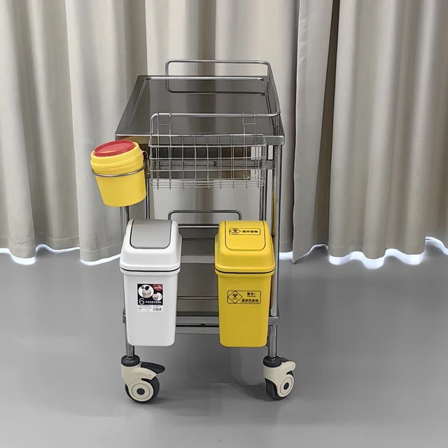 2025 New 140 High Quality Hospital Stainless Steel Detachable Medical Trolley Treatment Mobile Stainless Steel Trolley