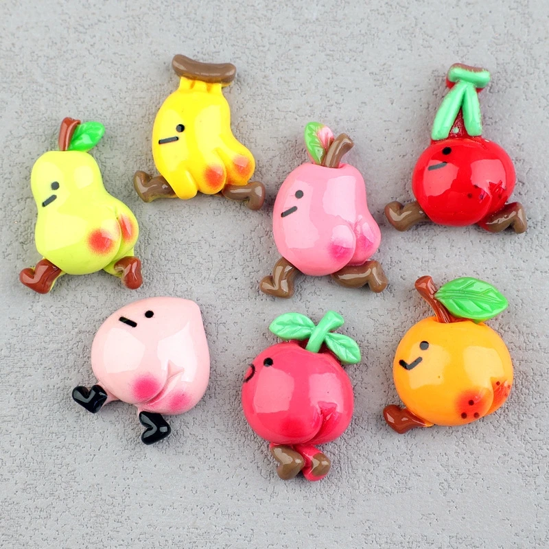 20Pcs Resin Mixed Cartoon Fruit Figure Flatback Cabochon Scrapbook Kawaii DIY Embellishments Accessories