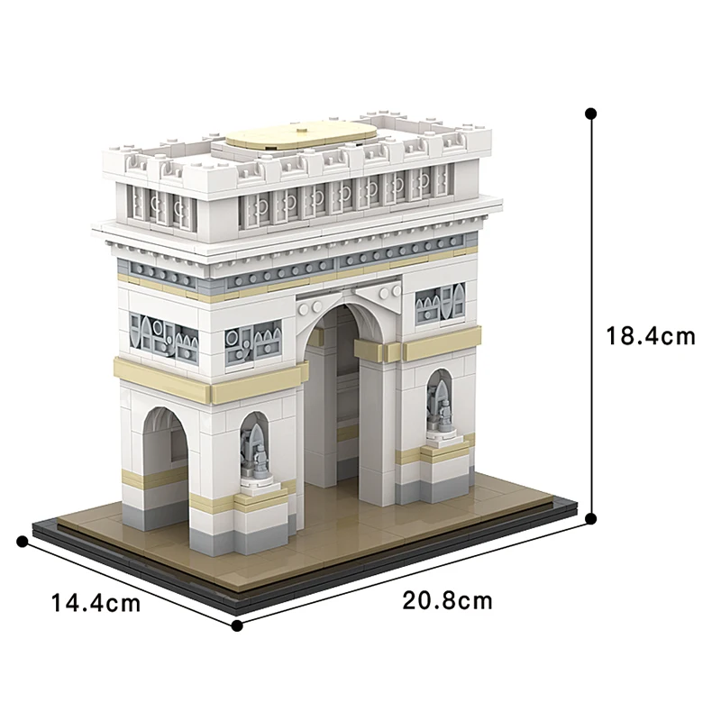 Bloques de construcción MOC France Arc de Triunfo, modelo de arquitectura de punto de referencia mundial, juguetes de ensamblaje DIY, regalo de Navidad para niños, 603 Uds.