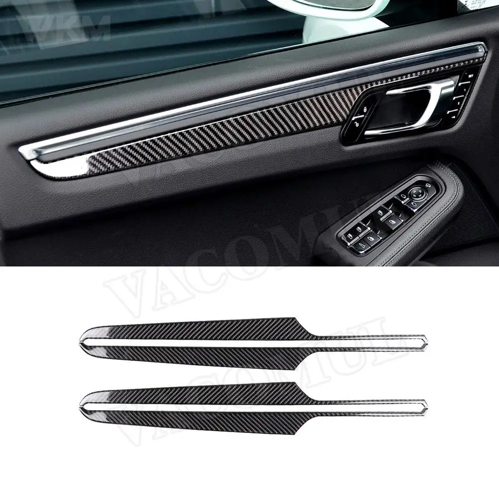 

4 PCS Carbon Fiber Inner Door Plate Panel Trim Strips Cover Decal Stickers for Porsche Macan 2015-2018 Interior Accessories
