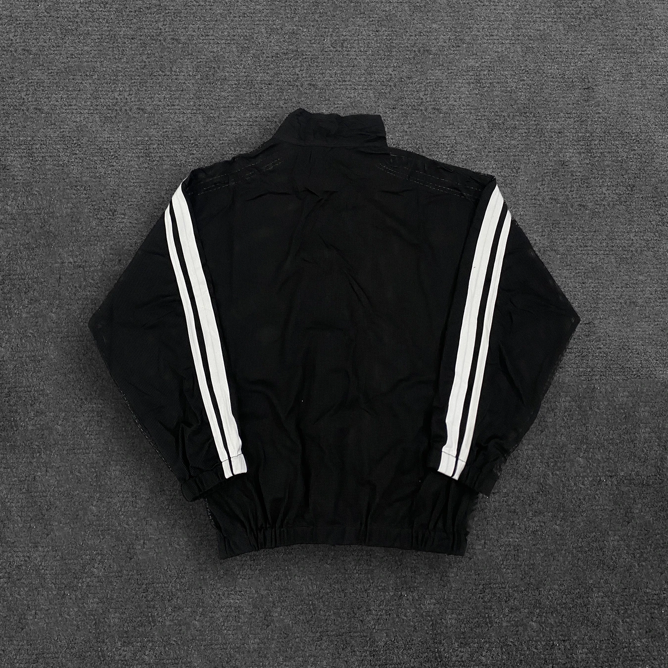 Damenjacke im chinesischen Stil mit Froschknöpfen, durchsichtigem Mesh-Material, Stehkragen, Streifenmuster, langen Ärmeln, transparent, Streetwear-Cardigan – Detail 8