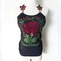 Women's Padded Gemstones Camisole  Women Rhainstones Halter Camis Girls Sexy Dancling Bling Bling Tank Tops