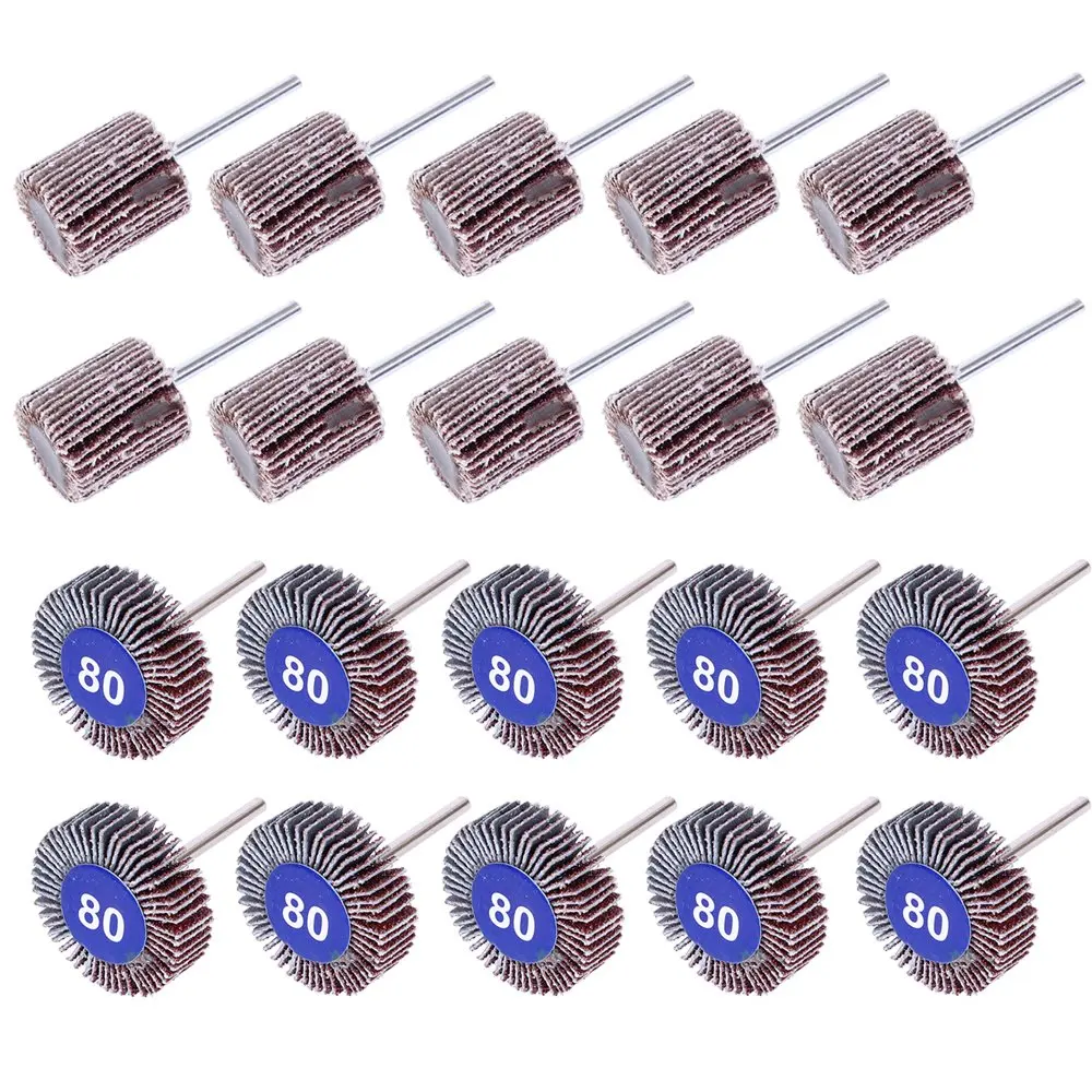 

20PCS 80 Grit Abrasive Flap Wheel Sander with 1/8" Shank, 32mm Diameter for Grinding and Polishing