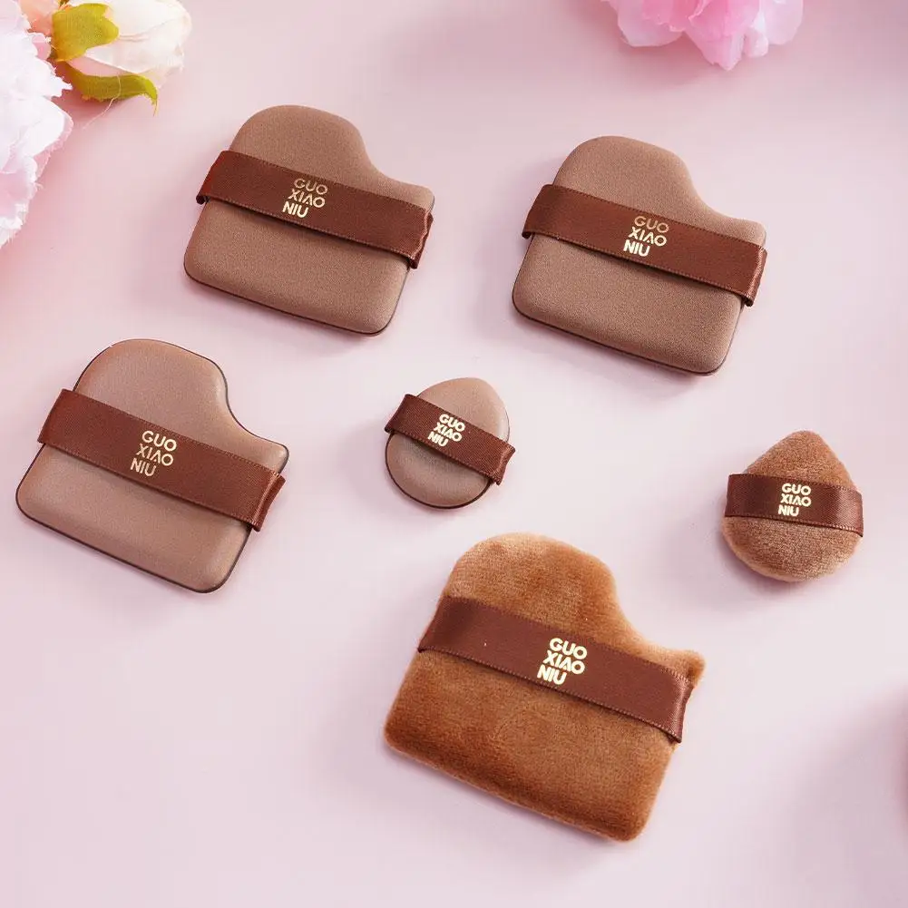 6 unids/set Mini licuadora de maquillaje Puffs mezcla rápida Color Chocolate esponja de maquillaje uso seco húmedo herramienta de maquillaje cosmético de doble cara
