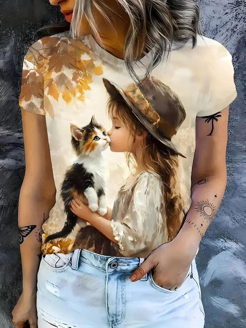 

Funny 3D Kawaii Girl Anime Print Men T Shirt Fashion Trend Harajuku Street Clothes Autumn Loose Y2k Top Fashion Short Sleeve Tee