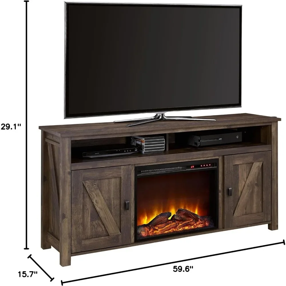 Consola de TV de chimenea eléctrica para televisores de hasta 60 ", chimenea eléctrica doméstica, calentador eléctrico infrarrojo, eficiencia energética