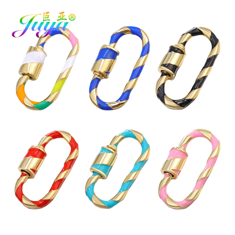 Juya Decorative Connector Spiral Bolt Enamel Carabiner Clasps Accessories For DIY Needlework Baroque Pendant Jewelry Making