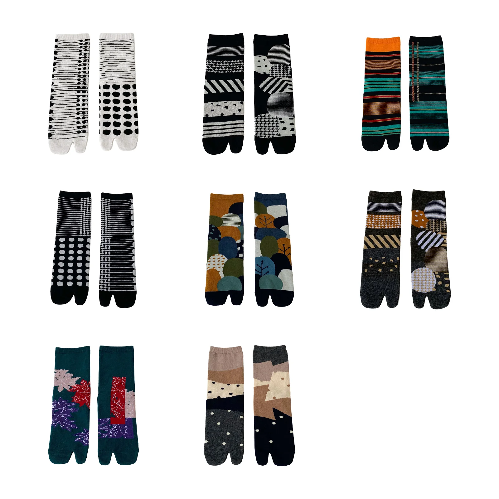 

Унисекс носки-кимоно с раздельным носком, цветные, с абстрактным узором, для шлепанцев