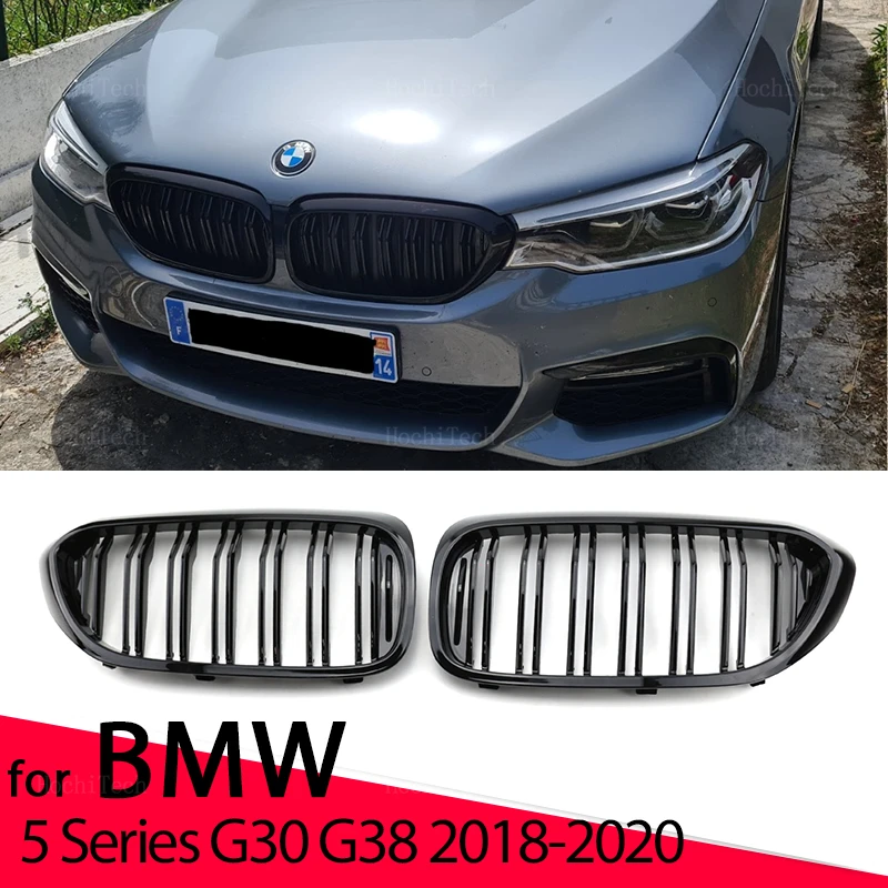 

New Look Car Grille Grill Front Kidney Glossy 2 Line Double Slat For BMW 5 Series G30 G38 2016-2019 Dual Line Racing Grilles