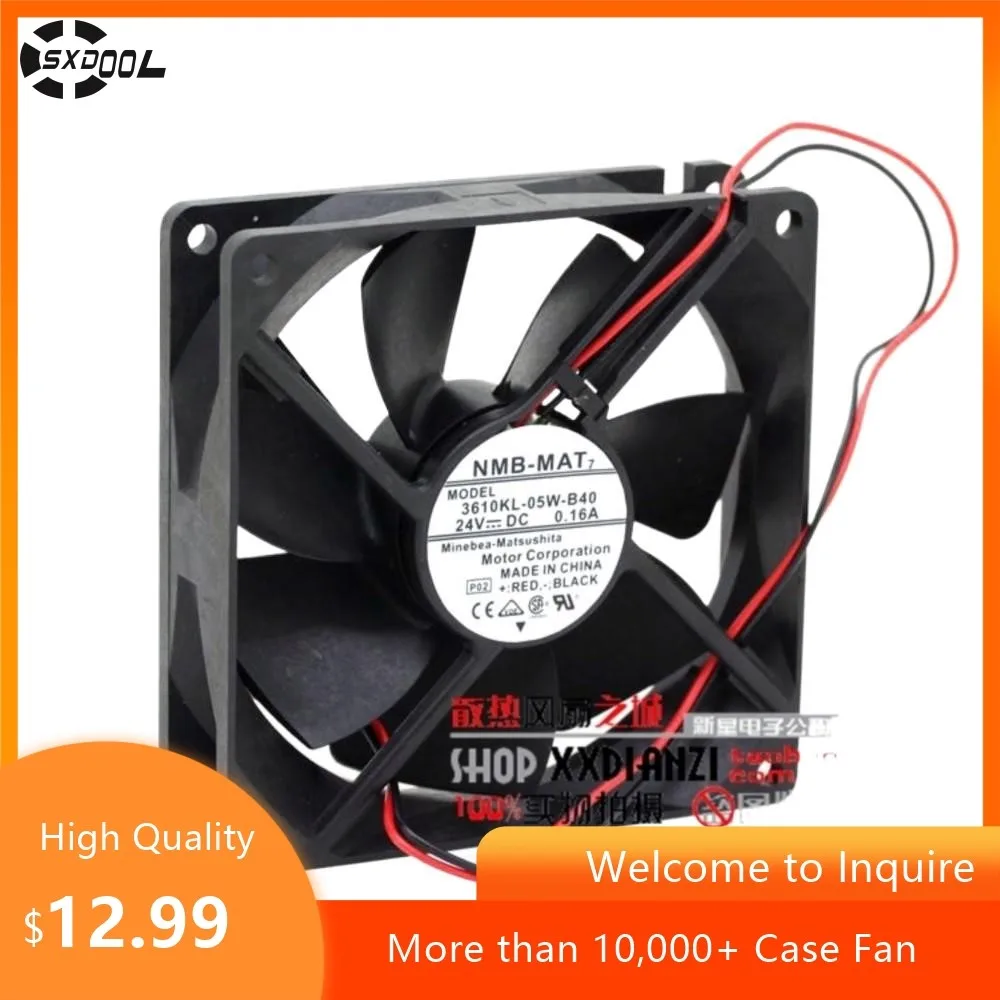 92mm Fan for NMB 3610KL-05W-B40 24V 0.16A Dual Ball Cooling – 2850RPM, 47.6CFM Servers, Electronics Industrial