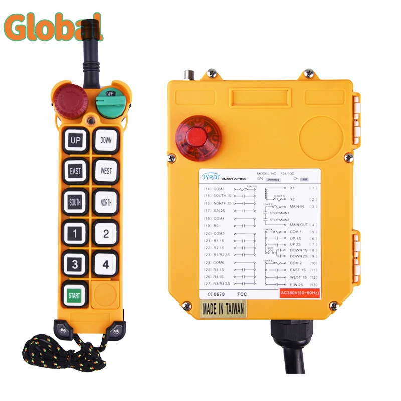 F24-10D 10 buttons double speed Industrial Wireless Radio Crane Remote Control switches Hoist overhead bridge Crane Lift control