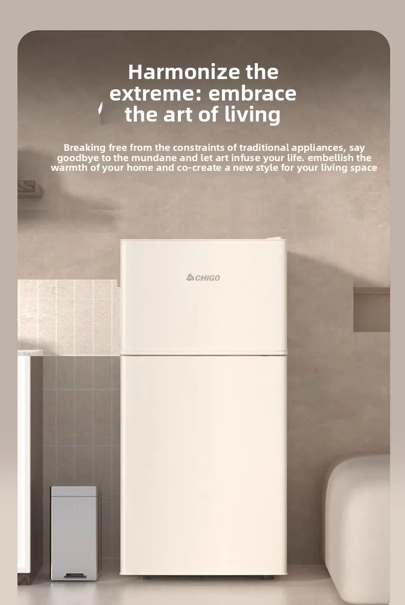 Retro refrigerator, Internet celebrity household small energy saving double door refrigerated frozen large capacity rental