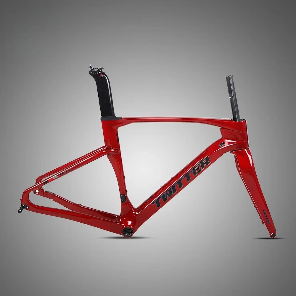 *TWITTER Gravel Famre Carbon Fiber Road Bicycle Frame V3 Disc Brake + Fork + Seat Post & Hidden Screws + F/R Thru Axle Headsets