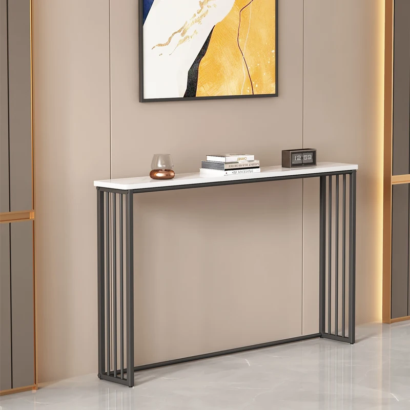 Luxury Gold Narrow Floor Standing Entryway Shelf Multi-Purpose Sofa Back Console Table Storage Organizer for Living Room Table image 4