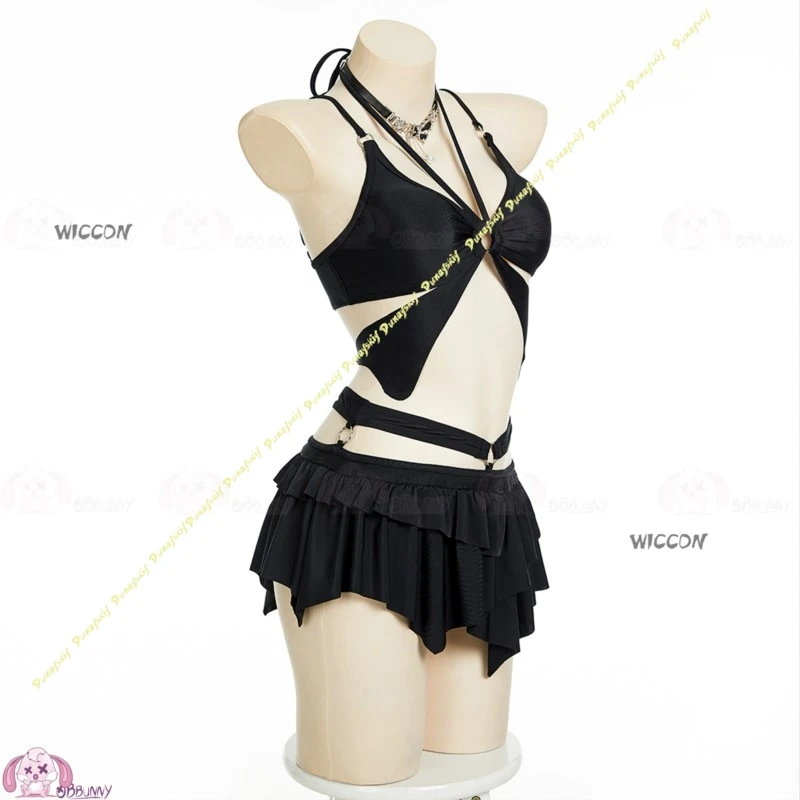 أزياء تنكرية على شكل فراشة سوداء ملابس سباحة للفتيات القوطية الداكنة مكونة من قطعتين بكيني برقبة رسن مناسبة للسباحة والينابيع الساخنة وحفلات مثيرة #4