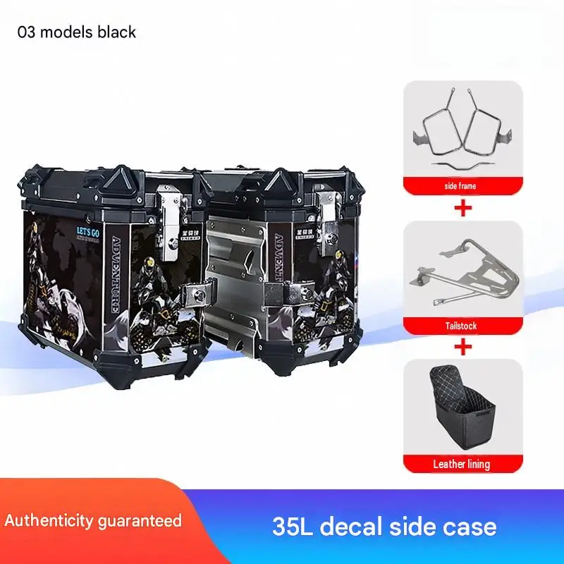 For Honda NX500 CB500X 35L Decal Aluminum Side Cases With Side Frame Bracket Leather Liner Motorcycle Mod Accessories