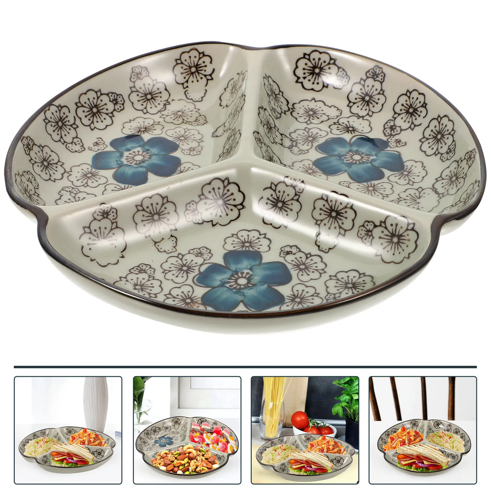 

Тарелка с 3 секциями для взрослых, для контроля порций, для здорового питания, для разделения еды, для сервировки, можно мыть в посудомоечной машине