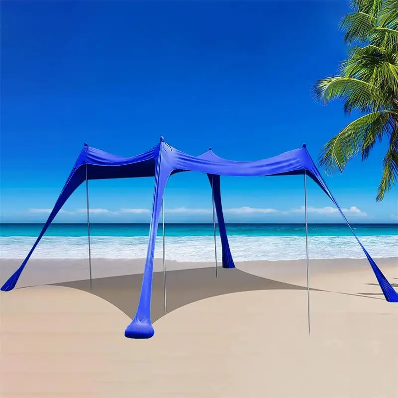 Imagem -02 - Família Sunshade Beach Tent com Sandbag Lycra uv Grande Dossel para Acampamento ao ar Livre Sombra Solar Conjunto Toldo Upf50 Mais uv