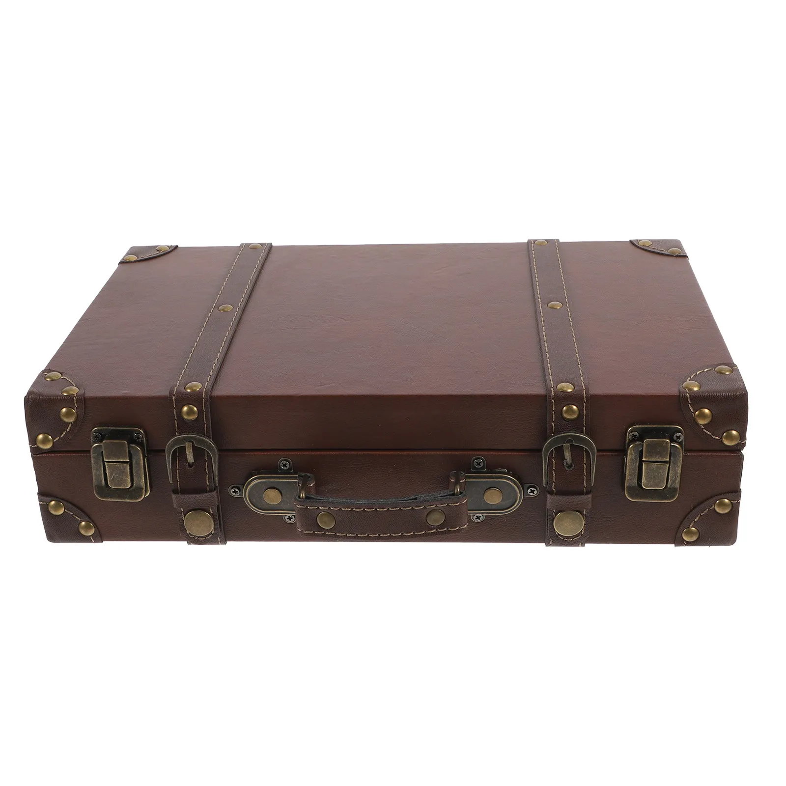 

Vintage Trunk Luggage Retro British Style Storage Organizer Decorative Suitcase for Clothing Store Window Dressing Photo