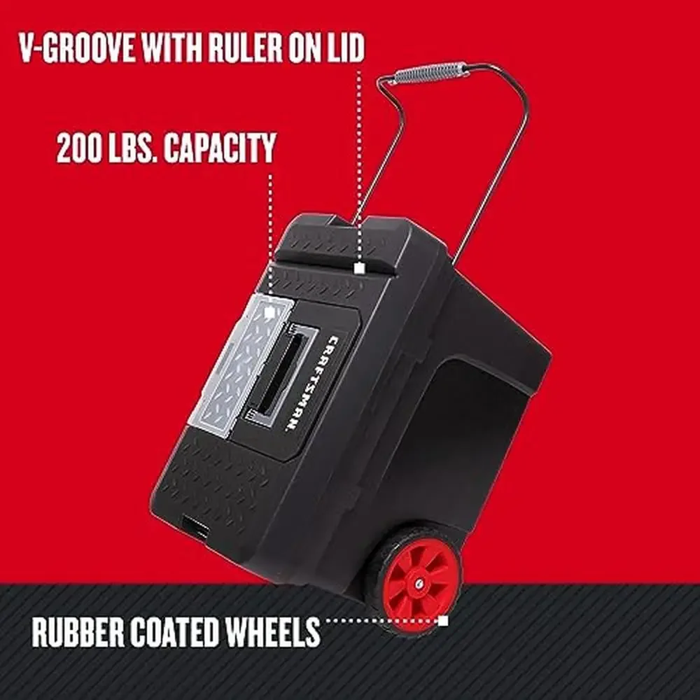 Toolbox on Wheels with Organizers and Trays Heavy Duty Portable Lockable Plastic 15.2 Inch Transportable Rolling Box Handy Tool