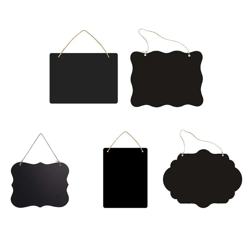 Double Sided Erasable Chalkboard Signs Small Message Board Hanging Blackboard Sign for Wedding Bakery Home Party D5QC