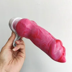 Funda de pene con nudo de perro realista para hombres, extensor de pene de Animal de carne Gory, juguete sexual de silicona suave, cubierta de pene BDSM, herramientas sexys 18