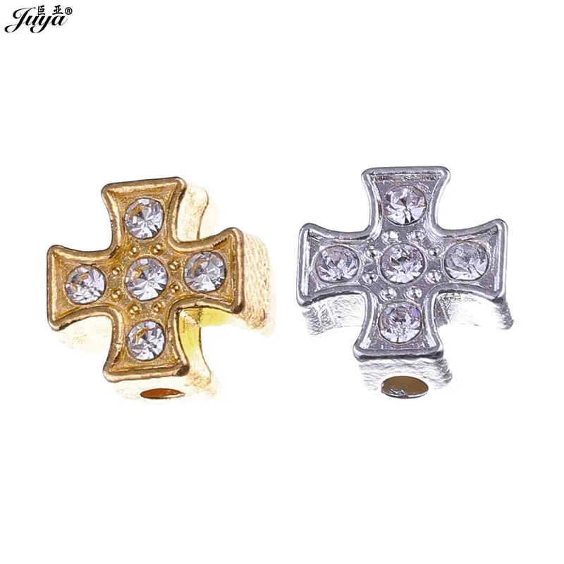 

15pcs/lot 8mm Cross Beads Double Sided Paved Zircon Spacer Beads For DIY Making Jewelry Beading Needlework Supplies Accessories