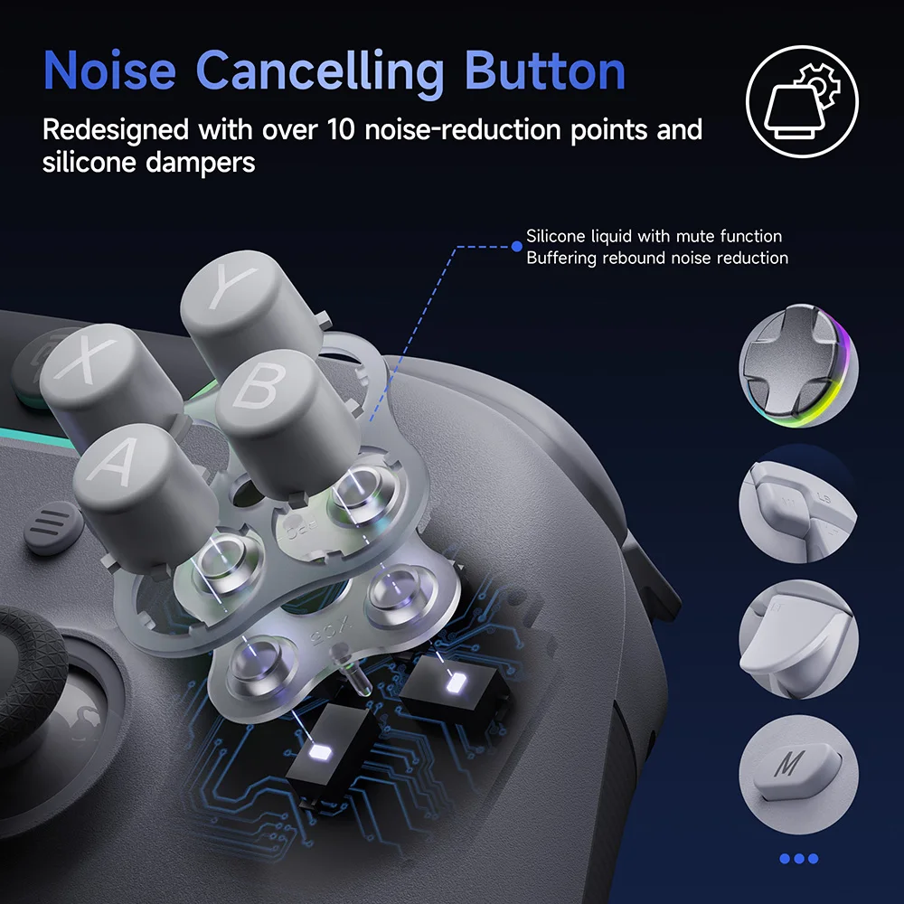 EasySMX X05Pro Wireless Controller with Charging Dock, Silent Buttons, 1000mAh Battery, 3-Mode for Switch/PC/Phone/Steam
