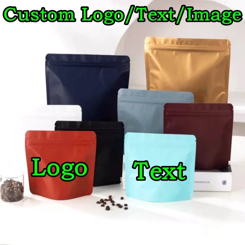 100PCS 1/4~2 Pounds 3D Stand-up Aluminum Foil Valve Zipper Bag DIY Logo Matcha Drip Coffee Beans Heat Sealing Storage Pouches