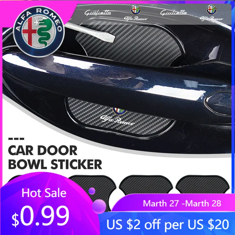 

Накладки на ручки дверей из карбона для Alfa Romeo, 4 шт., аксессуары для Alfa Romeo Giulietta GT 159 147 156 M