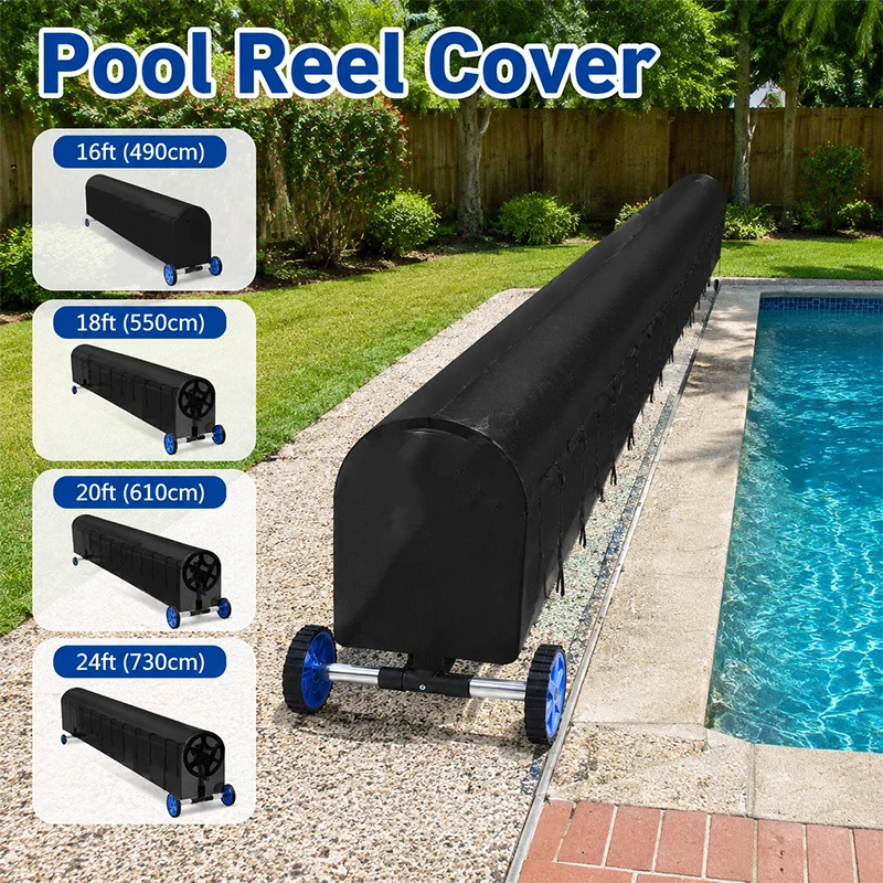 Comincia Pool Solar Reel Protective Cover Waterproof Dustproof Uv Resistant with Drawstring Strap for Above Ground Inground Pool