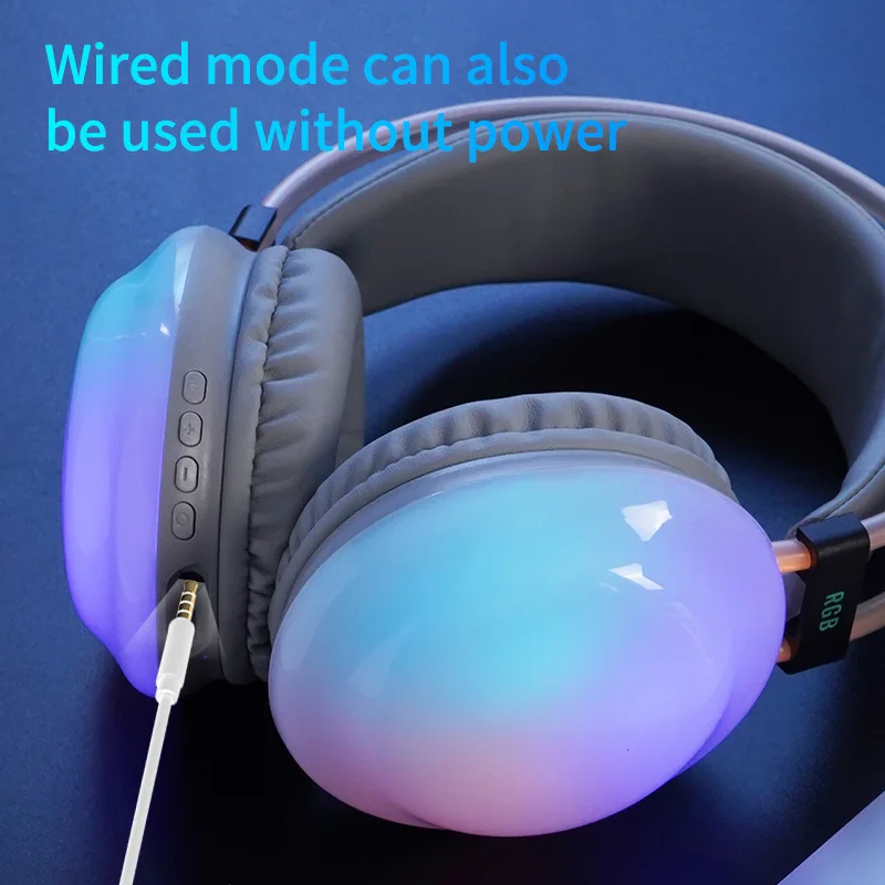Gaming rgb luz colorida fones de ouvido bluetooth som alta fidelidade sem fio redução ruído gamer esportes com microfone hd